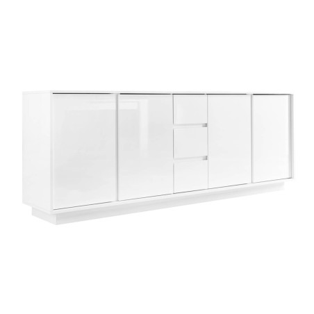 Buffet 4 Portes 3 Tiroirs Blanc Laqué Brillant - LYSIRA