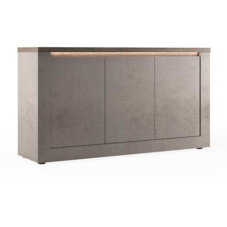 Buffet 3 portes aspect minéral bronze plateau bois Mercure - ISALIOR