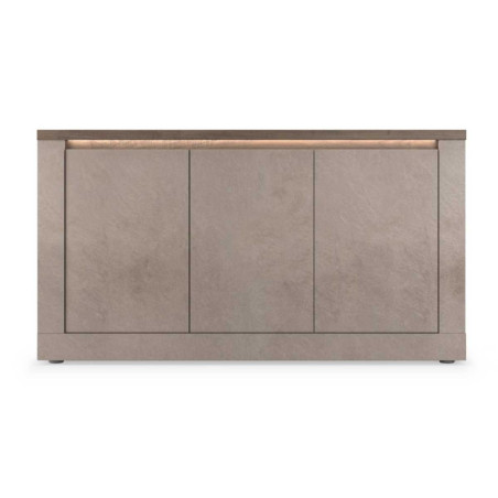 Buffet 3 portes aspect minéral bronze plateau bois Mercure - ISALIOR