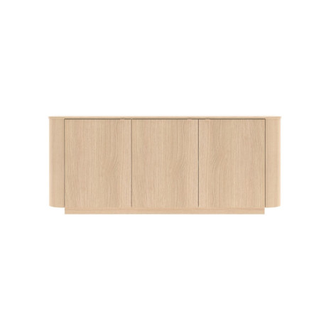 Buffet 3 portes aspect chêne clair design coins arrondis - ADILLOR