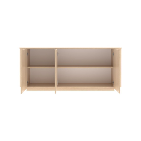 Buffet 3 portes aspect chêne clair design coins arrondis - ADILLOR