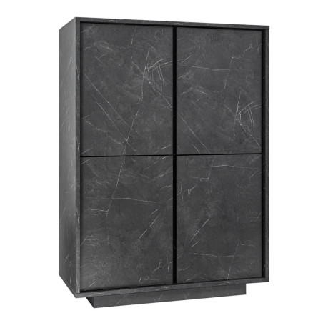Argentier 4 Portes Aspect Marbre Gris Anthracite - PIRANA