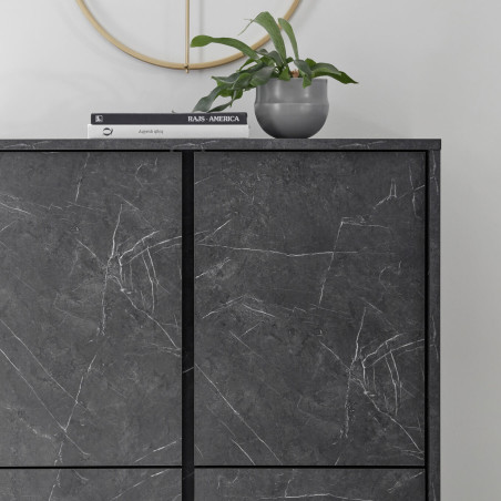 Argentier 4 Portes Aspect Marbre Gris Anthracite - PIRANA