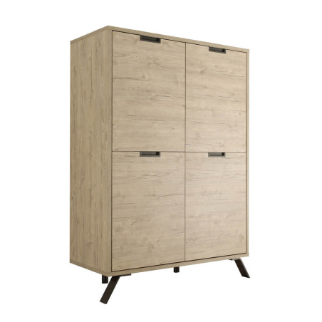 Buffet Haut 4 Portes Aspect Pieds Métal Gris Foncé - PALIRA