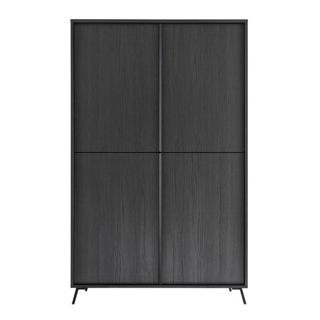Rangement 4 portes aspect chêne noir pieds métal noir - KANSIN