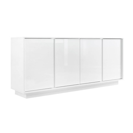 Buffet 4 portes blanc laqué brillant Weiss - LYSIRA