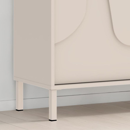 Meuble rangement étagères 2 portes beige relief métal - EGERIOR