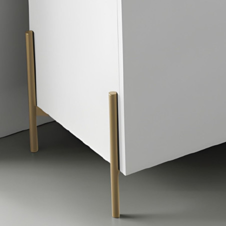 Buffet haut 4 portes laqué blanc plateau marbré + Leds - TARAC