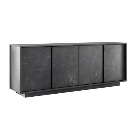Buffet 4 portes aspect marbre gris anthracite - PIRANA