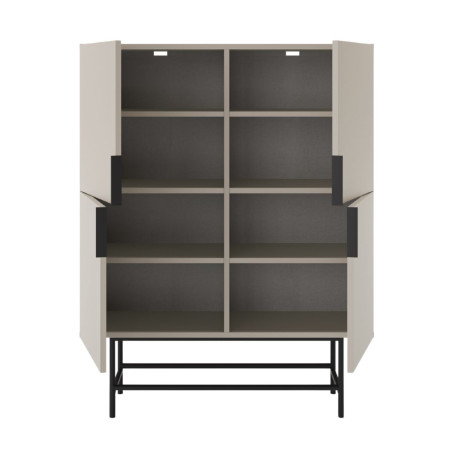 Meuble de rangement 4 portes beige et métal noir - ALDINOR