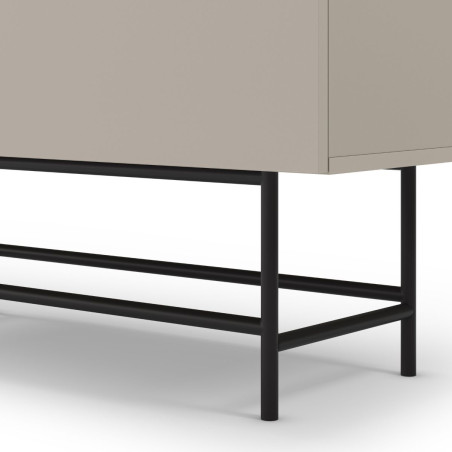 Meuble de rangement 4 portes beige et métal noir - ALDINOR
