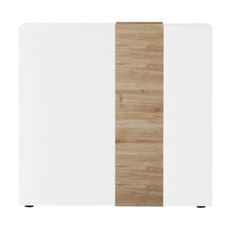 Rangement 2 portes laqué blanc et aspect bois finition Cadiz - VESIRA