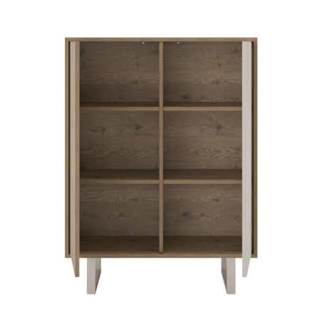 Meuble de rangement 2 portes mélaminé bois et beige - MYRINOR