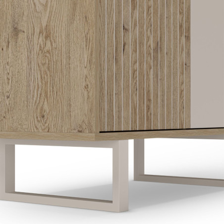 Meuble de rangement 2 portes mélaminé bois et beige - MYRINOR