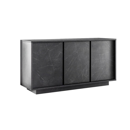 Buffet 3 portes aspect marbre gris anthracite - PIRANA