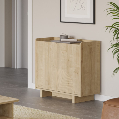 Meuble de rangement 2 portes mélaminé imitation bois - RIADOR
