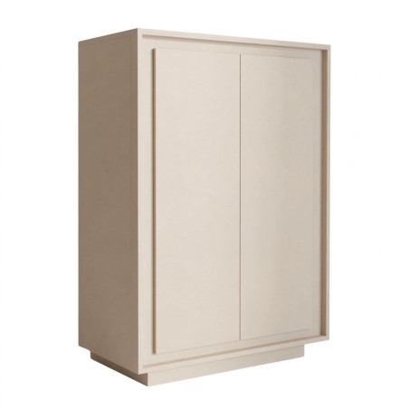 Rangement 2 portes beige poudré piètement socle - POLVIA