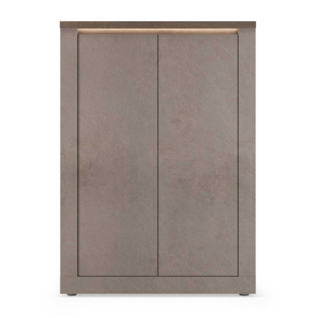 Rangement 2 portes aspect minéral bronze plateau bois Mercure avec LED - ISALIOR