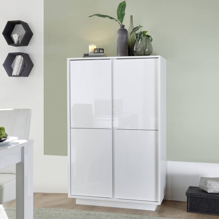 Argentier 4 portes blanc laqué brillant Weiss - LYSIRA