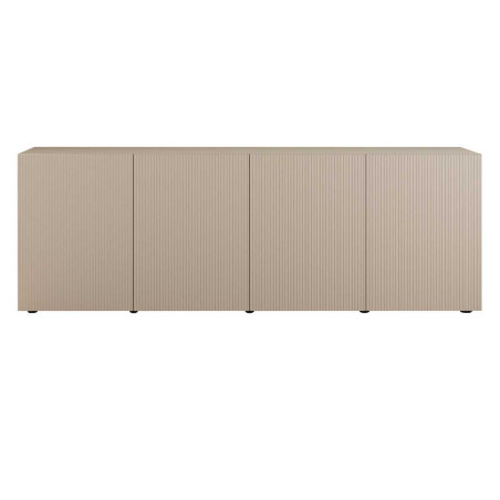 Buffet 4 portes beige à reliefs rainurés - JANEIROR
