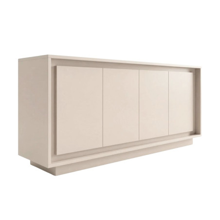Buffet 4 portes beige poudré piètement socle - POLVIA