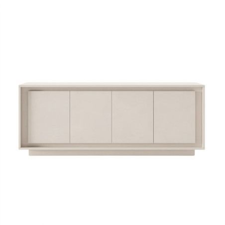 Buffet 4 portes beige poudré piètement socle - POLVIA