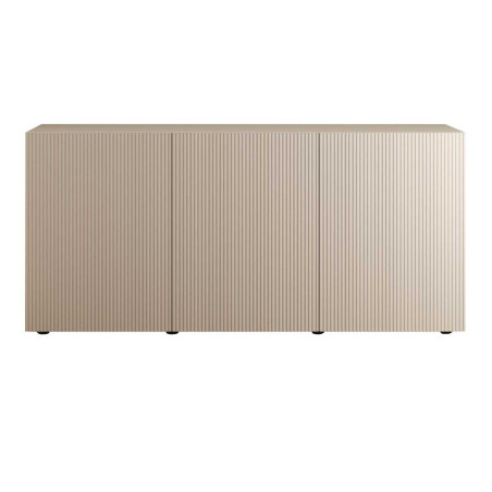 Buffet 3 portes beige à stries verticales - JANEIROR
