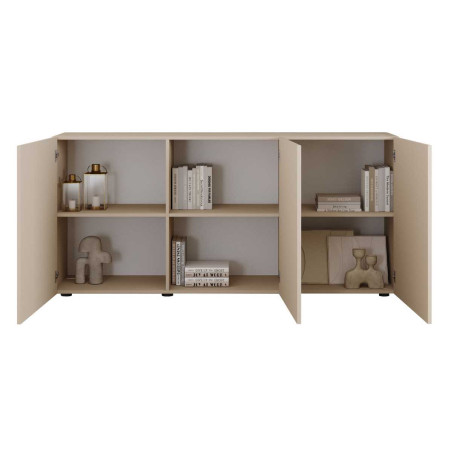 Buffet 3 portes beige à stries verticales - JANEIROR