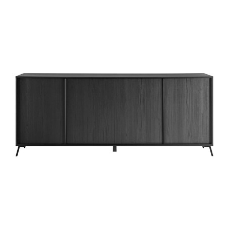 Buffet 4 portes chêne noir pieds métal noir - KANSIN