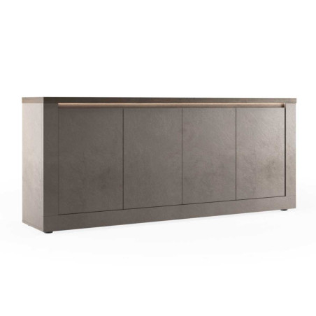 Buffet 4 portes aspect minéral bronze plateau bois Mercure - ISALIOR