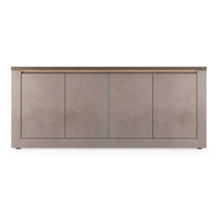 Buffet 4 portes aspect minéral bronze plateau bois Mercure - ISALIOR