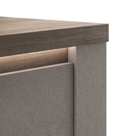 Buffet 4 portes aspect minéral bronze plateau bois Mercure - ISALIOR