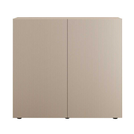 Rangement 2 portes beige façades rainurées - JANEIROR