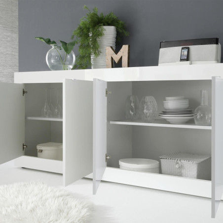 Buffet 4 portes blanc laqué Weiss - OTELIA