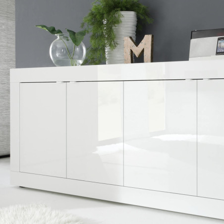 Buffet 4 portes blanc laqué Weiss - OTELIA