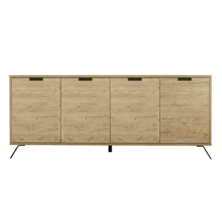 Buffet 4 Portes Aspect Bois Pieds Métal Gris Foncé - PALIRA