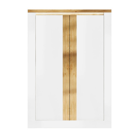 Rangement 2 portes blanc et aspect chêne finition Cadiz avec LED - ISALIN