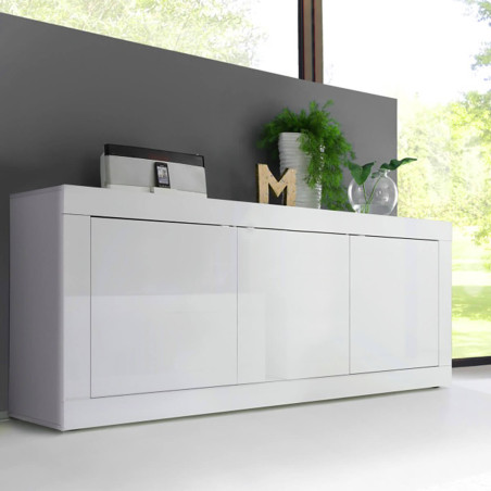 Buffet 3 portes blanc laqué Weiss - OTELIA