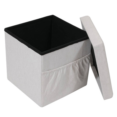 Pouf-coffre pliable capitonné blanc chiné - COLIO