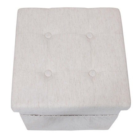 Pouf-coffre pliable capitonné blanc chiné - COLIO