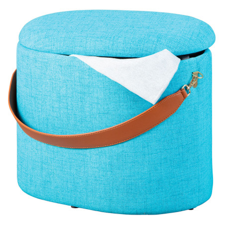 Pouf coffre avec lanière bleu océan - DEVOR