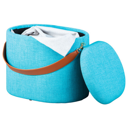 Pouf coffre avec lanière bleu océan - DEVOR