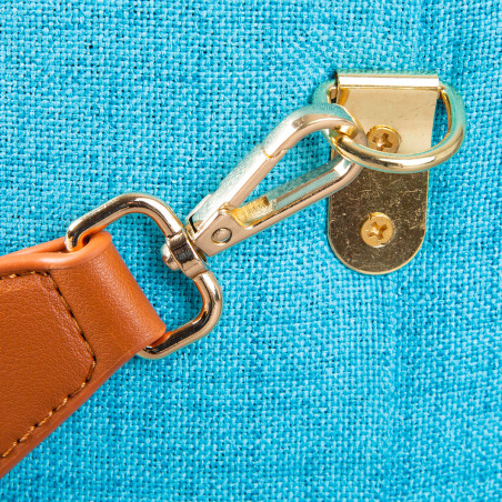 Pouf coffre avec lanière bleu océan - DEVOR
