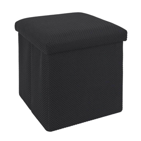 Pouf coffre carré pliable en tissu maille 3D noir - DETROY