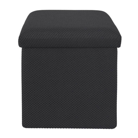 Pouf coffre carré pliable en tissu maille 3D noir - DETROY
