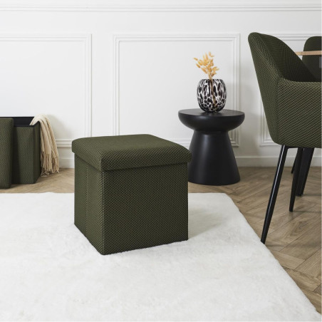 Pouf coffre carré pliable en tissu texturé maille 3D - DETROY