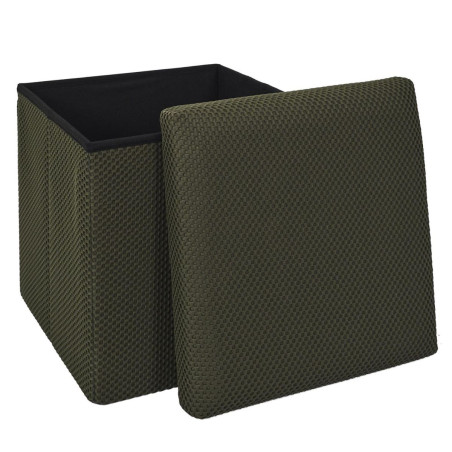 Pouf coffre carré pliable en tissu texturé maille 3D - DETROY