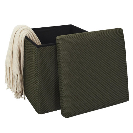Pouf coffre carré pliable en tissu texturé maille 3D - DETROY
