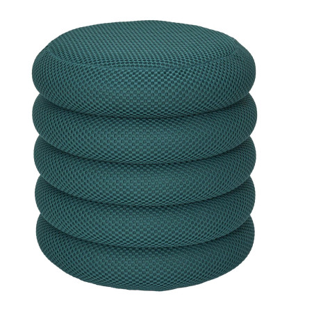 Pouf rangement rond en tissu maille 3D bleu - DETROY