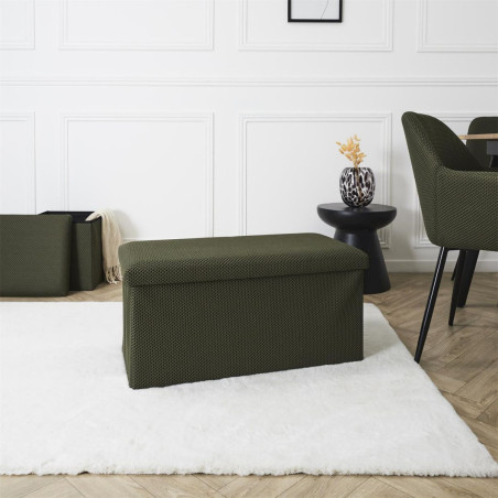 Banc coffre pliable en tissu texturé maille 3D noir - DETROY
